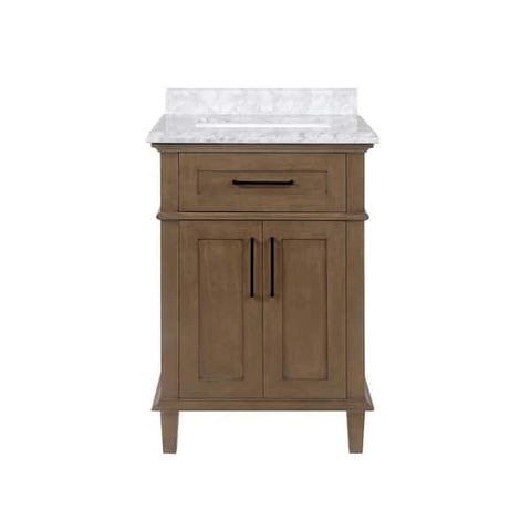 Sonoma 24 in. Single Sink Almond Latte Bath Vanity with Carrara Marble Top (Assembled)