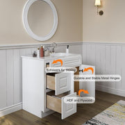 36 in. W x 21 in. D x 34.5 in. H in Shaker White Plywood Ready to Assemble Floor Vanity Sink Base Kitchen Cabinet