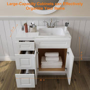 36 in. W x 21 in. D x 34.5 in. H in Shaker White Plywood Ready to Assemble Floor Vanity Sink Base Kitchen Cabinet