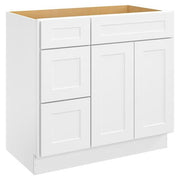 36 in. W x 21 in. D x 34.5 in. H in Shaker White Plywood Ready to Assemble Floor Vanity Sink Base Kitchen Cabinet