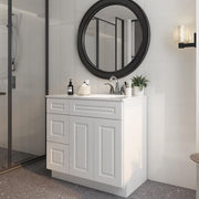 36 in. W x 21 in. D x 34.5 in. H in Shaker White Plywood Ready to Assemble Floor Vanity Sink Base Kitchen Cabinet