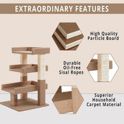 Beige Cat Tree for Large Cats, Cat Activity with Scratching Post, Cat Tower for Large Cats, 3 Level Cat Play Perch