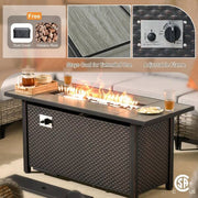 Scarlet 9-Piece Wicker Outdoor Patio Conversation Sofa Set with Swivel Chairs, a LED Table and Dark Grey Cushions