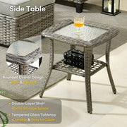 Scarlet 9-Piece Wicker Outdoor Patio Conversation Sofa Set with Swivel Chairs, a LED Table and Dark Grey Cushions