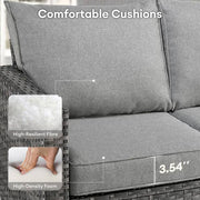 Scarlet 9-Piece Wicker Outdoor Patio Conversation Sofa Set with Swivel Chairs, a LED Table and Dark Grey Cushions