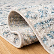 Tulum Ivory/Turquoise 2 ft. x 9 ft. Striped Tribal Geometric Runner Rug