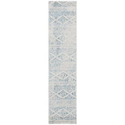 Tulum Ivory/Turquoise 2 ft. x 9 ft. Striped Tribal Geometric Runner Rug