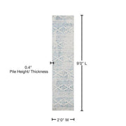 Tulum Ivory/Turquoise 2 ft. x 9 ft. Striped Tribal Geometric Runner Rug
