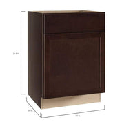 Shaker 24 in. W x 24 in. D x 34.5 in. H Assembled Base Kitchen Cabinet in Java with Ball-Bearing Drawer Glides