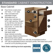 Shaker 24 in. W x 24 in. D x 34.5 in. H Assembled Base Kitchen Cabinet in Java with Ball-Bearing Drawer Glides