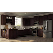 Shaker 36 in. W x 24 in. D x 34.5 in. H Assembled Base Kitchen Cabinet in Java with Ball-Bearing Drawer Glides