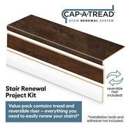 Java Scraped/Bel Marin Ky/Bralton/Mallard/Molasses 47in.Lx12.15in.Wx2.28in.T Laminate Stair Tread and Riser Kit
