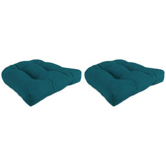 19 in. L x 19 in. W x 4 in. T Tufted Outdoor Wicker Seat Cushion in Canvas Teal (2-Pack)