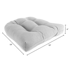 19 in. L x 19 in. W x 4 in. T Tufted Outdoor Wicker Seat Cushion in Canvas Teal (2-Pack)