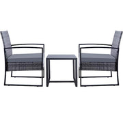 Upgrade -Gray 3-Piece Wicker Outdoor Bistro Set with Gray Cushion for Patio, Deck, Apt