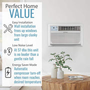8,000 BTU 115V Through-The-Wall AC 4,200 BTU Supplemental Heat Remote Sleep Mode 24H Timer for Rooms up to 350 Sq. Ft.