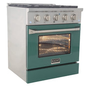 Kucht 30" Gas Range in Stainless Steel with Green Oven Door, KNG301-G