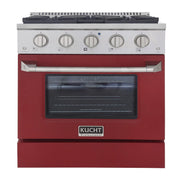 Kucht 30" Gas Range in Stainless Steel with Red Oven Door, KNG301-R