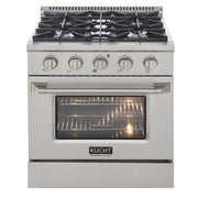 Kucht 30" Gas Range in Stainless Steel with Silver Oven Door, KNG301-S
