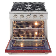 Kucht 30" Propane Range, Stainless Steel, Red Oven Door, KNG301/LP-R