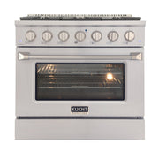 Kucht 36" Gas Range, Stainless Steel with Silver Oven Door, KNG361-S