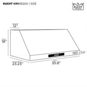 Kucht 36” Professional Stainless Steel, Under Cabinet Hood, KRH3620A