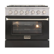 Kucht 36" Propane Range in Stainless Steel, Black Door, KNG361/LP-K