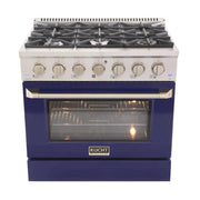 Kucht 36" Propane Range in Stainless Steel, Blue Door, KNG361/LP-B