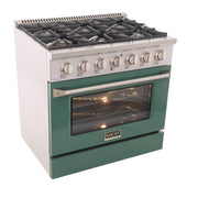 Kucht 36" Propane Range, in Stainless Steel, Green Door, KNG361/LP-G