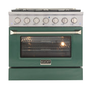 Kucht 36" Propane Range, in Stainless Steel, Green Door, KNG361/LP-G