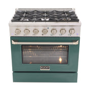 Kucht 36" Propane Range, in Stainless Steel, Green Door, KNG361/LP-G