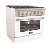 Kucht 36" Propane Range in Stainless Steel, White Door, KNG361/LP-W