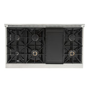 Kucht 48" Gas Range in Stainless Steel, Red Oven Doors, KNG481-R