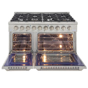 Kucht 48" Gas Range in Stainless Steel, Silver Oven Doors, KNG481-S