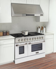 Kucht 48" Gas Range in Stainless Steel, White Oven Doors, KNG481-W