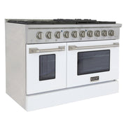 Kucht 48" Gas Range in Stainless Steel, White Oven Doors, KNG481-W