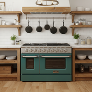 Kucht 48" Gas Range in Stainless Steel with Green Oven Doors, KNG481-G