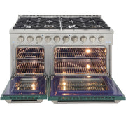 Kucht 48" Gas Range in Stainless Steel with Green Oven Doors, KNG481-G