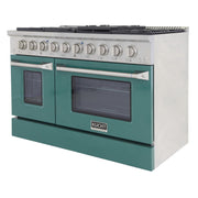 Kucht 48" Gas Range in Stainless Steel with Green Oven Doors, KNG481-G