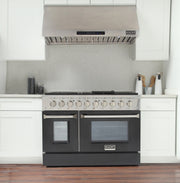 Kucht 48" Gas Range, Stainless Steel, Black Oven Doors, KNG481-K
