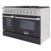 Kucht 48" Gas Range, Stainless Steel, Black Oven Doors, KNG481-K