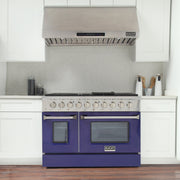 Kucht 48" Gas Range, Stainless Steel with Blue Oven Doors, KNG481-B
