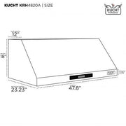 Kucht 48” Professional Stainless Steel, Under Cabinet Hood, KRH4820A