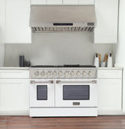 Kucht 48" Propane Range in Stainless Steel, White Doors, KNG481/LP-W