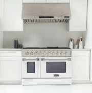 Kucht 48" Propane Range in Stainless Steel, White Doors, KNG481/LP-W