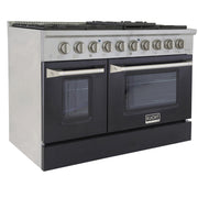 Kucht 48" Propane Range, Stainless Steel, Black Doors, KNG481/LP-K