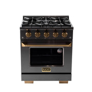 Kucht Gemstone Professional 30 in. 4.2 cu. ft. Propane Gas Range with Sealed Burners and Convection Oven in Titanium Stainless Steel KEG303/LP