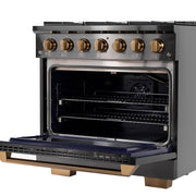 Kucht Gemstone Professional 36 in. 5.2 cu. ft. Natural Gas Range with Sealed Burners and Convection Oven in Titanium Stainless Steel KEG363