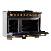Kucht Gemstone Professional 48 in. 6.7 cu. ft. Propane Gas Range with Sealed Burners, Griddle/Grill and Two Ovens - One Convection - in Titanium Stainless Steel KEG483/LP