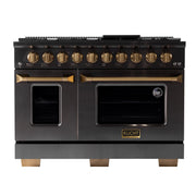 Kucht Gemstone Professional 48 in. 6.7 cu. ft. Propane Gas Range with Sealed Burners, Griddle/Grill and Two Ovens - One Convection - in Titanium Stainless Steel KEG483/LP